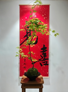 新中式复古陶瓷花盆椭圆形黑色摆件家居客厅卧室蕨类流泉枫花器