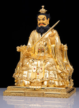 铜贴金张天师神像摆件