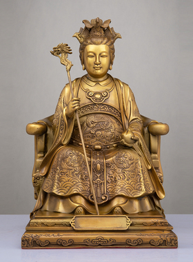 祥狮黄铜中式玉帝王母摆件