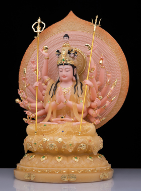 千手观音佛像汉白玉佛堂摆件