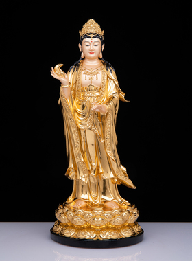 庄严树脂贴金东方三圣药师佛像
