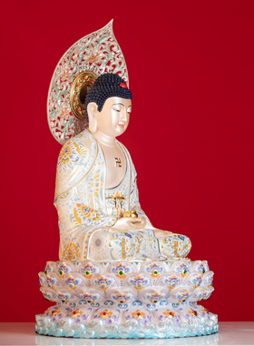 全铜彩绘释迦摩尼佛摆件