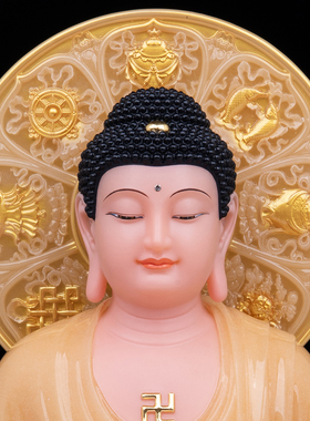汉白玉娑婆三圣佛像供奉摆件