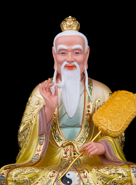 树脂手工彩绘中式太上老君坐山像