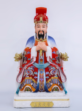 汉白玉玉帝西王母供奉神像摆件