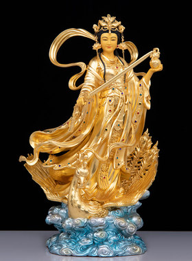 九天玄女神像铜贴彩绘战神家用供奉玄母天尊中式摆件九天圣母娘娘