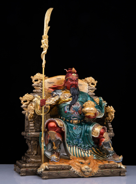 关公关平周仓神像家用供奉摆件铜