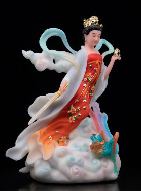 九天玄女娘娘神像汉白玉摆件
