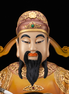 文昌帝君神像家用祝福全黄铜升级釉彩鎏金镶宝文昌星君文曲星摆件