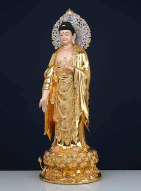 铜中式客人站海浪西方三圣神像