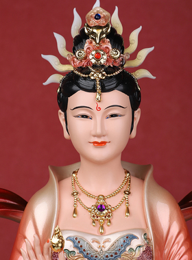 环保树脂中式带骑九尾娘娘神像