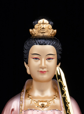 中式铜彩绘胡云花神供奉摆件
