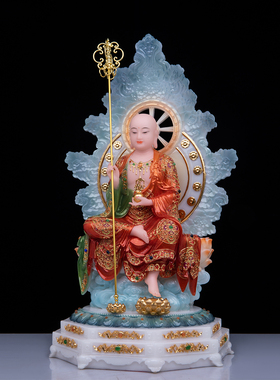 汉白玉八角座地藏王佛像供奉摆件