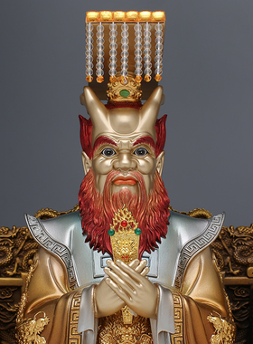 纯铜招财锦雕龙王爷神像