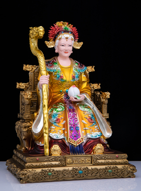 中式树脂彩绘泰山奶奶神像摆件