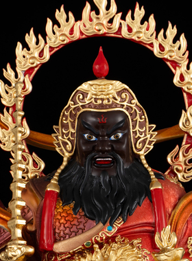 中式铜彩武财神赵公明招财摆件