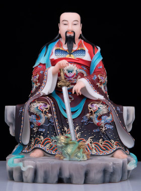 汉白玉真武大帝神像玄天上帝摆件