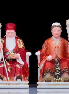 汉白玉祝福家用土地公婆神像