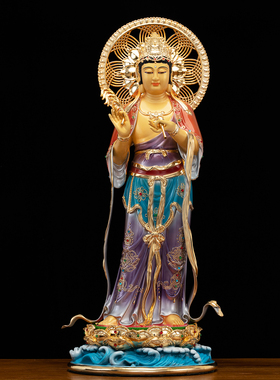 纯铜中式彩金西方三圣佛像