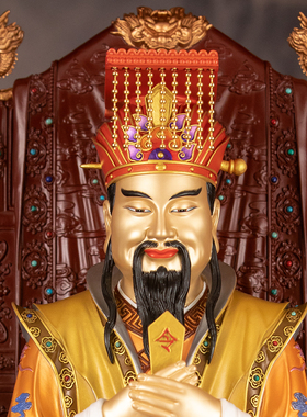 九龙椅玉帝王母神像全铜粉彩