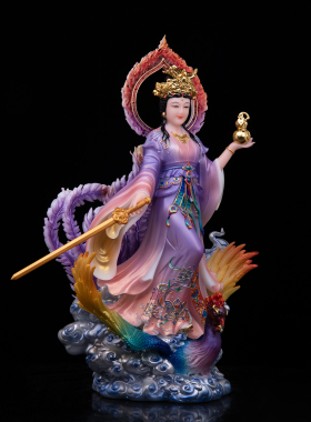 九天玄女娘娘神像家用供奉汉白玉战神九天圣母玄母天尊踏凤站像