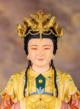 碧霞元君神像家用供奉摆件东岳泰山老奶奶圣母铜彩绘泰山娘娘佛像