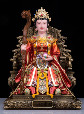 玉帝王母神像一对树脂铜彩摆件