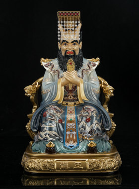 铜彩绘四海龙王神像摆件