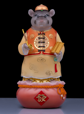 玉石粉中式家用狐黄白柳灰像