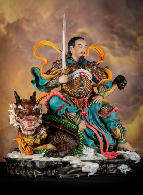 真武大帝神像铜彩绘家用供奉玄武祖师北极真君坐骑像玄天上帝佛像