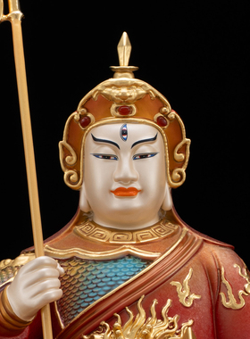 黄铜鎏金华光大帝神像供奉五显灵官马王爷马元帅三只眼家用摆件