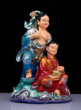 和合二圣神像树脂摆件