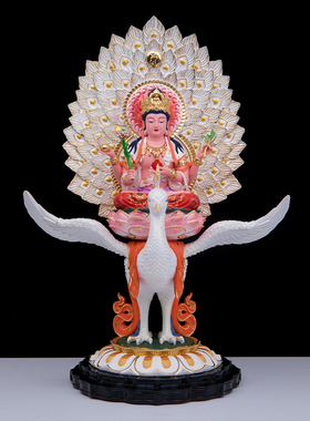 了凡居孔雀明王佛像家用供奉金刚佛母大明王树脂金缕彩密宗摆件