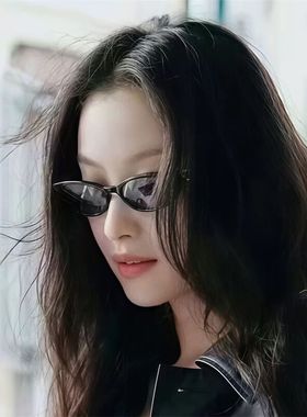 倪妮同款港风防紫外线椭圆形猫眼墨镜方圆脸拍照潮酷太阳眼镜女夏