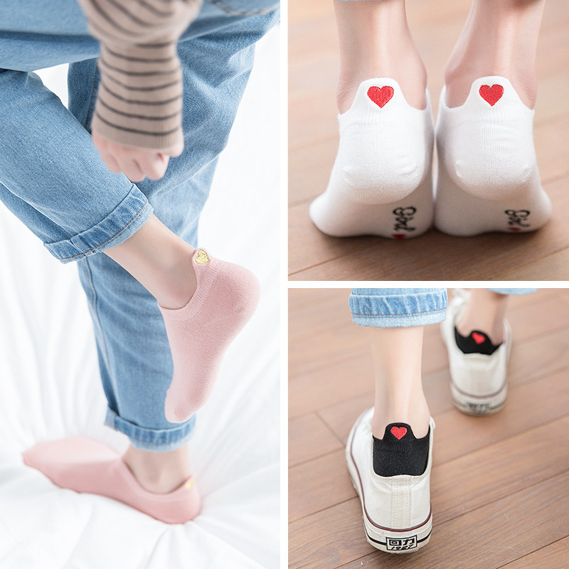 夏季浅口韩版纯棉爱心低帮ins船袜 茜格米短袜/打底袜/丝袜/美腿袜