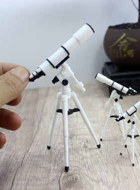 1:12娃娃屋dollhouse微缩天文望远镜儿童玩具桌面小摆件家居模型