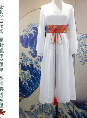 红色织锦缎流苏腰封 古风汉服腰带 简约连衣裙束腰复古绣花腰带女