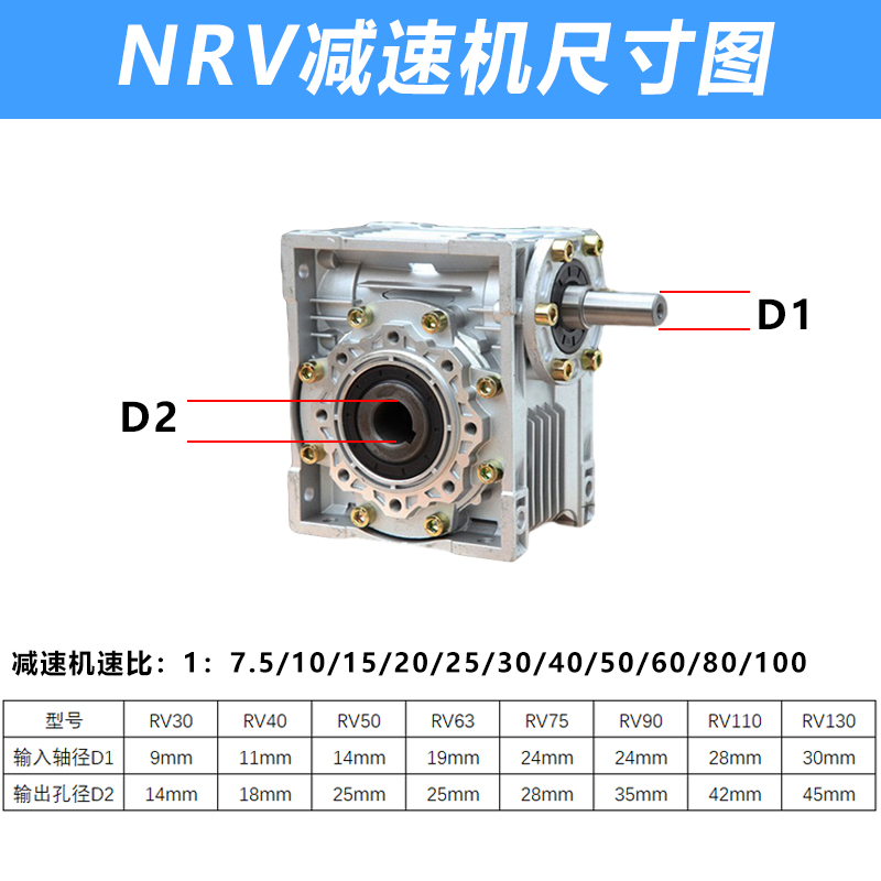 nrv40 50手摇减速机小型单入轴蜗轮蜗杆齿轮变速箱vs双入轴减速器