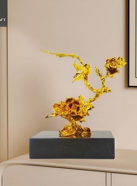 欧式轻奢摆件迎客松电镀摆设样板间乔迁结婚礼物酒柜创意家居饰品