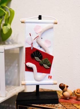 京都新年手工棉质旗帆巳蛇挂饰