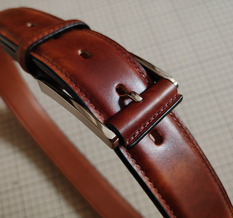 意大利进口MUSEUM CALF博物馆擦色小牛皮商务休闲手工腰带皮带