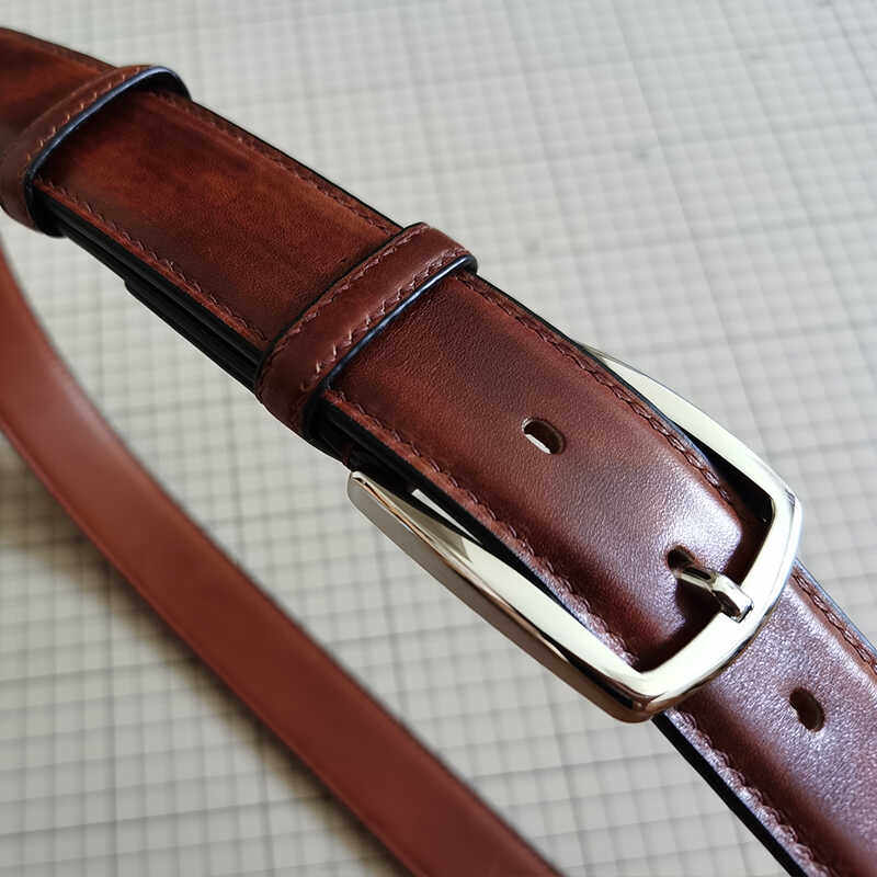 意大利进口MUSEUM CALF博物馆擦色小牛皮商务休闲手工腰带皮带