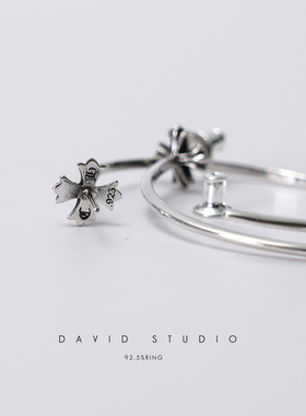 Davidstudio925纯银十字架军花