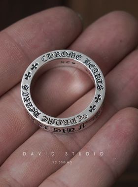 纯银十字架哥特戒指fuck刻字情侣