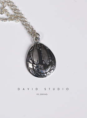 david纯银925纯银笑脸做旧环形情侣项链 ins网红推荐个性百搭