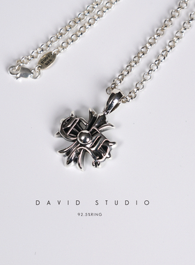 david纯银925纯银手工做旧刻字单面环形项链 情侣男女款ins同款