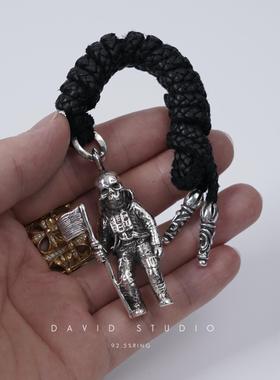 davidstudio925纯银骷髅皮绳