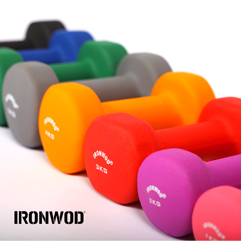 IRONWOD浸塑哑铃健身家用商用全包乳胶浸塑哑铃健身器材力量训练 - 图1