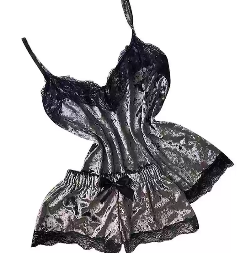 Комплект топ и шорты женский, ночная одежда с кружевом, цвета S–XXL