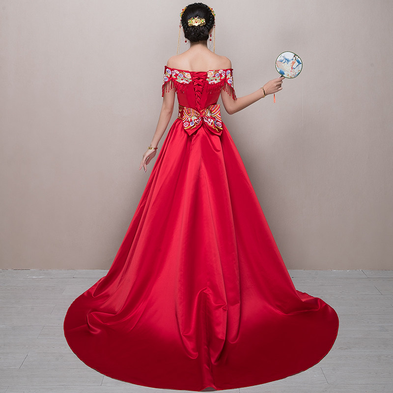 薄款秀禾服新娘2020新款结婚敬酒服 焦点红颜旗袍